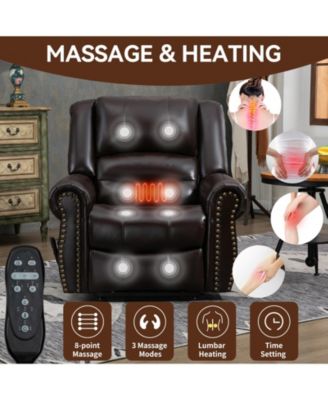 Fiber Foam And Polyester Fiber Pad Up to 350 LBS Power Lift Recliner Chair with Heat Massage and USB Ports