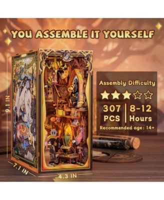 Book Nook Kit - DIY Miniature House Magic Dollhouse Kit for Adults Teens, Fantastic Booknook Bookshelf Decor Beasts Alley Model Build with LED Light (Fantastic Animal Common Room