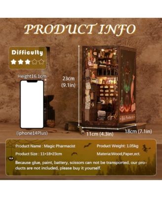 Book Nook Kit DIY Miniature House Dollhouse Kit for Adult and Teens Booknook Bookshelf Decor with LED Light, Gifts (Magic Pharmacist
