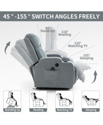 Up to 350 LBS Power Lift Recliner Chair, with Massage and Heating, USB, Cup Holders