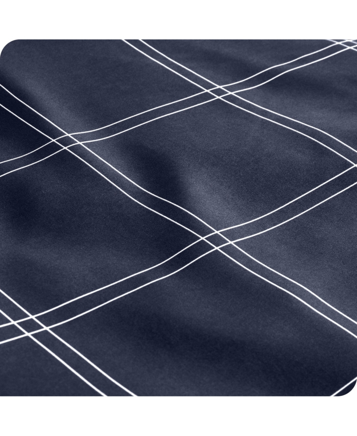 Bare Home Double Brushed Printed Fitted Sheet - Modern plaid - midnight/white