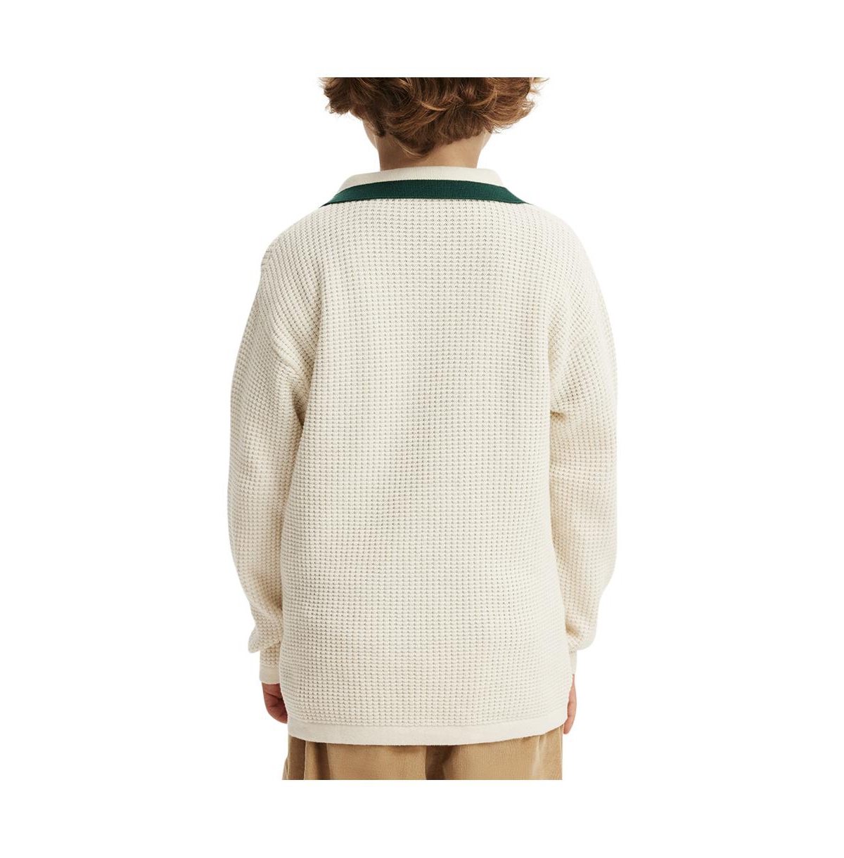 Cotton On Boys Preston Long Sleeve Knit Polo -pine tree green