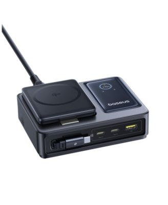 Nomos 5-in-1 Charging Station 140W, Qi2 15W Magnetic Wireless Charger with 100W Retractable Cable