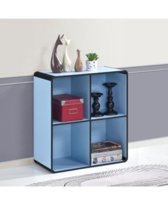 Dothan Wood 4-Cubed Open Bookcase - Storage Shelf Organizer Bookshelf