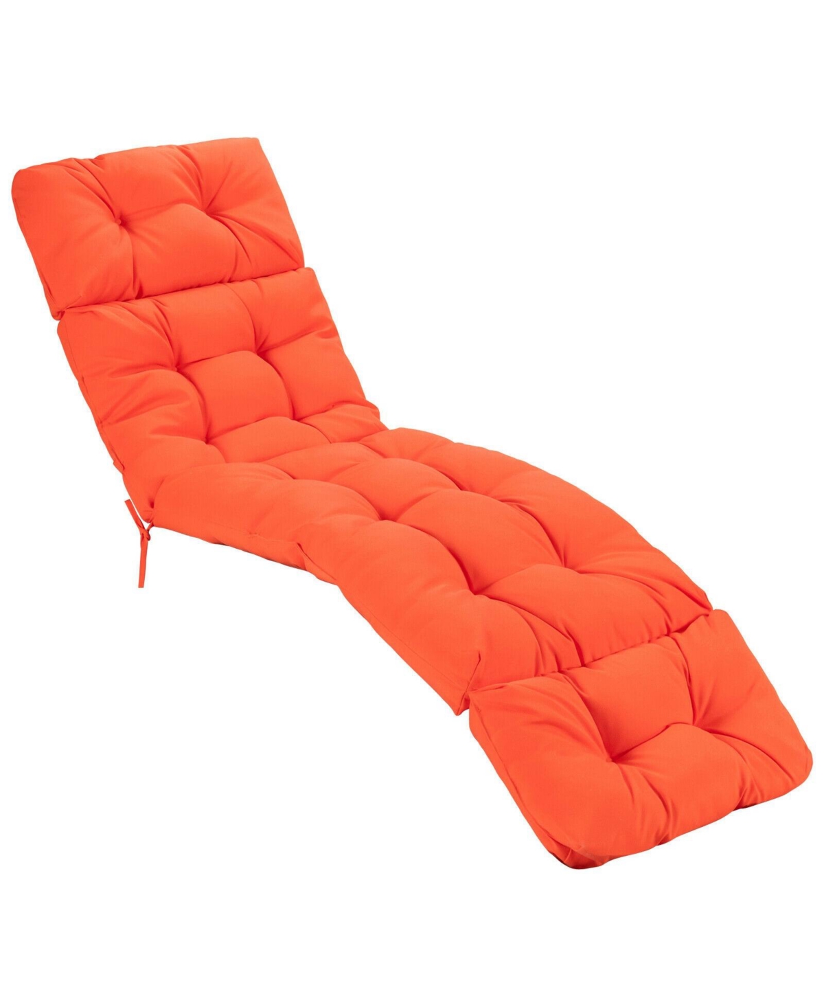 Outdoor Lounge Chaise Cushion with String Ties for Garden Poolside - Orange