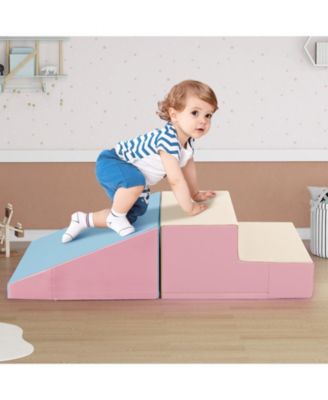 2-Piece Step and Slide Climber for Infants and Toddlers Baby Soft Play Set Foam Blocks