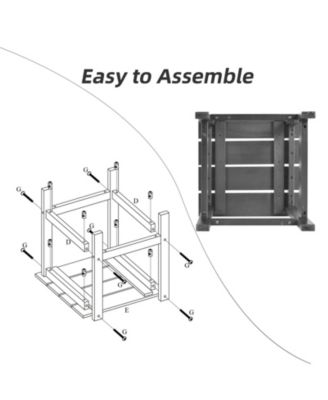 15 Inch Patio Square Wooden Slat End Side Table for Garden