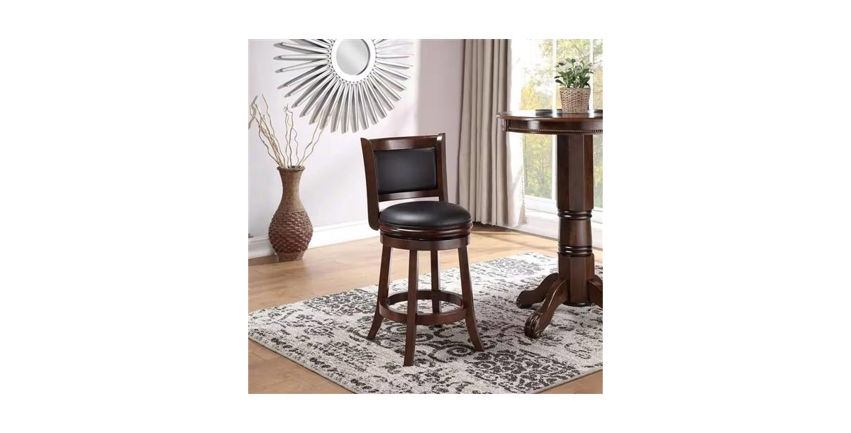 Slickblue Counter Height Bar Stool with Wood Finish and Padded Swivel Seat