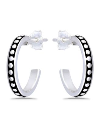 Oxidized Oval Half Hoop Earrings