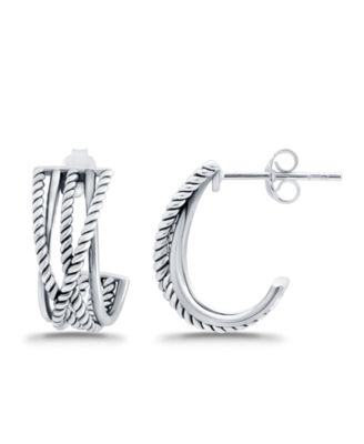 Oxidized Twist Polish J-Hoop Post Earrings