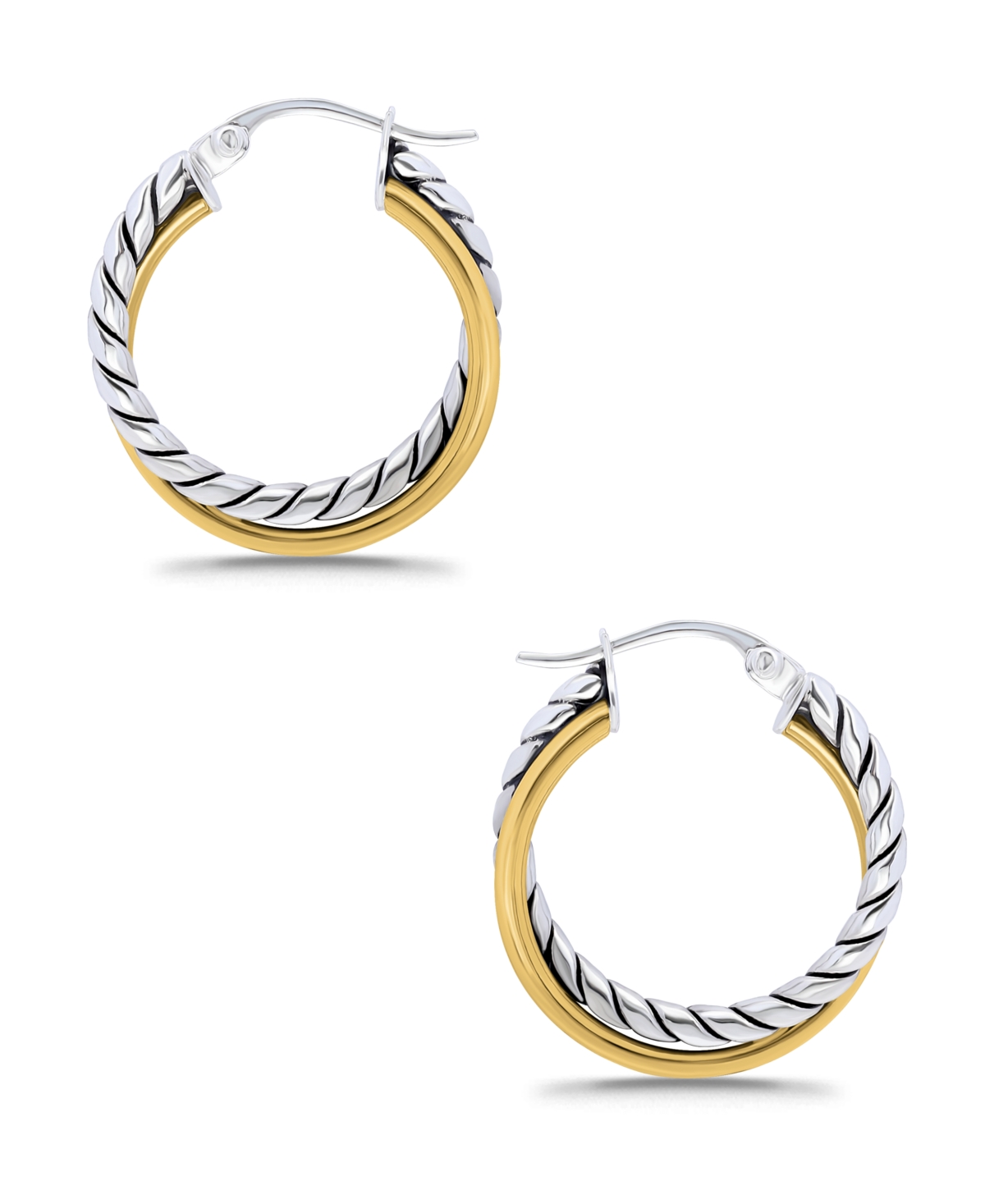 Macy's Oxidized Polish Tubing Click Top Hoop Earrings In Gold
