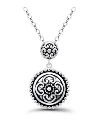 Oxidized Round Circle Celtic Style Pendant Necklace
