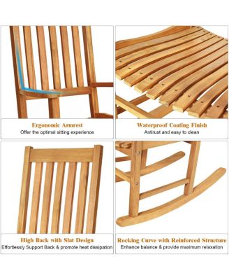Wooden Rocking Chair Porch Rocker High Back Garden Seat