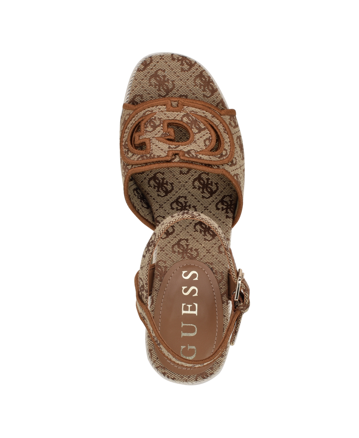 GUESS WOMEN'S FORMALY-G CUTOUT FABRIC LOGO PLATFORM ESPADRILLE SANDALS 