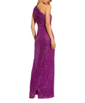 Women's Sequined Ruched One Shoulder Gown