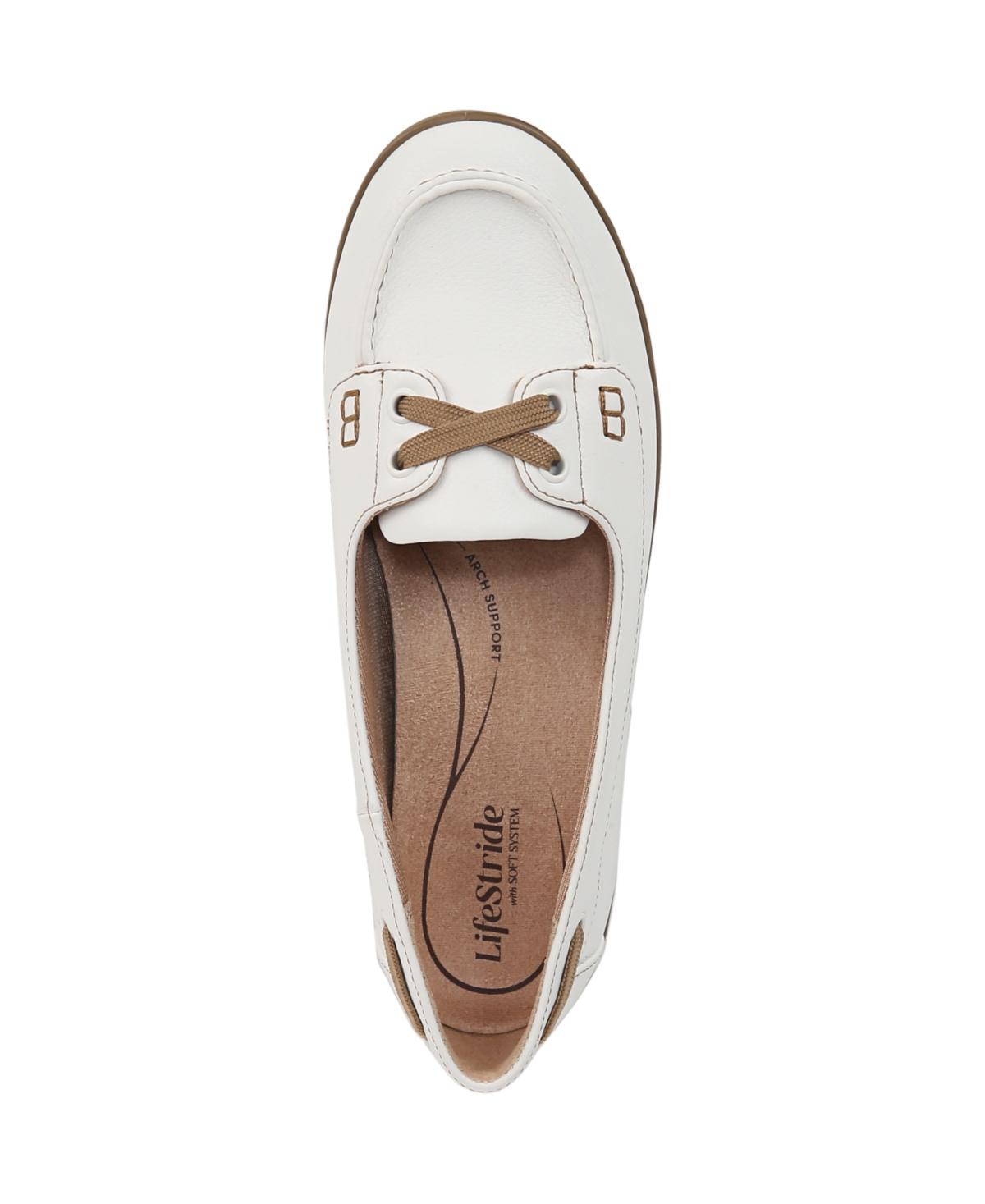 Shop Lifestride Women's Nautical Boat Shoes In White Faux Leather