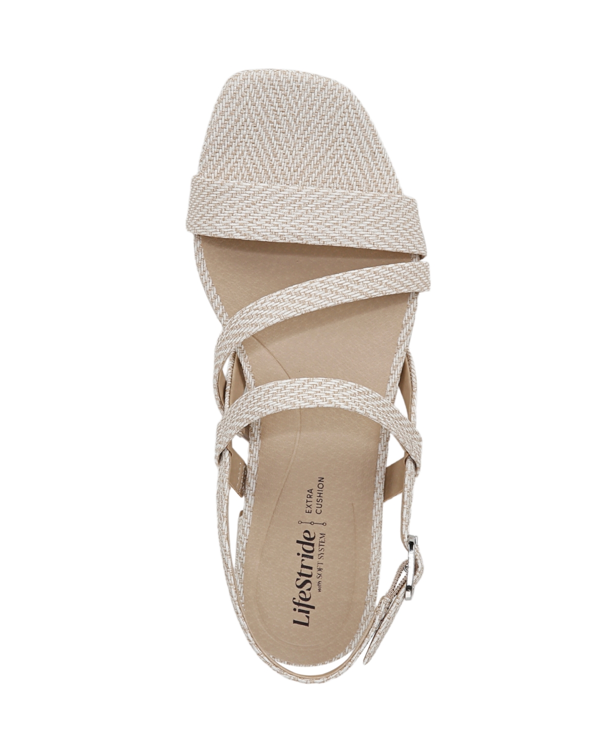 Shop Lifestride Women's Janet Square Open Toe Slingback Dress Sandals In Bone Faux Leather