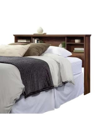 Farmhouse Bookcase Headboard with Wood Finish for Bedroom Storage and Style