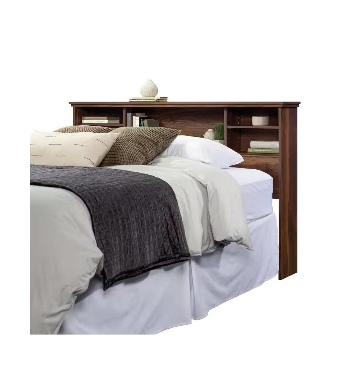 Slickblue Farmhouse Bookcase Headboard with Wood Finish for Bedroom Storage and Style