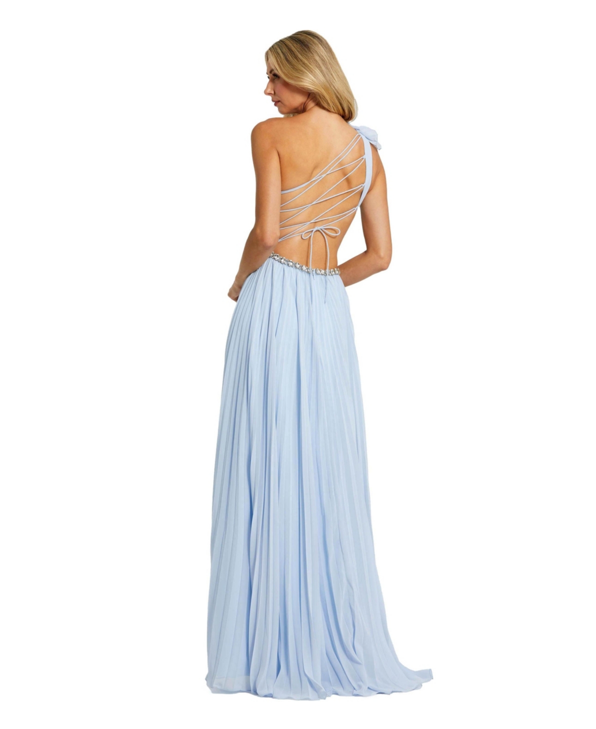 Mac Duggal Women's Floral Detail One Shoulder Gown With Side Slit