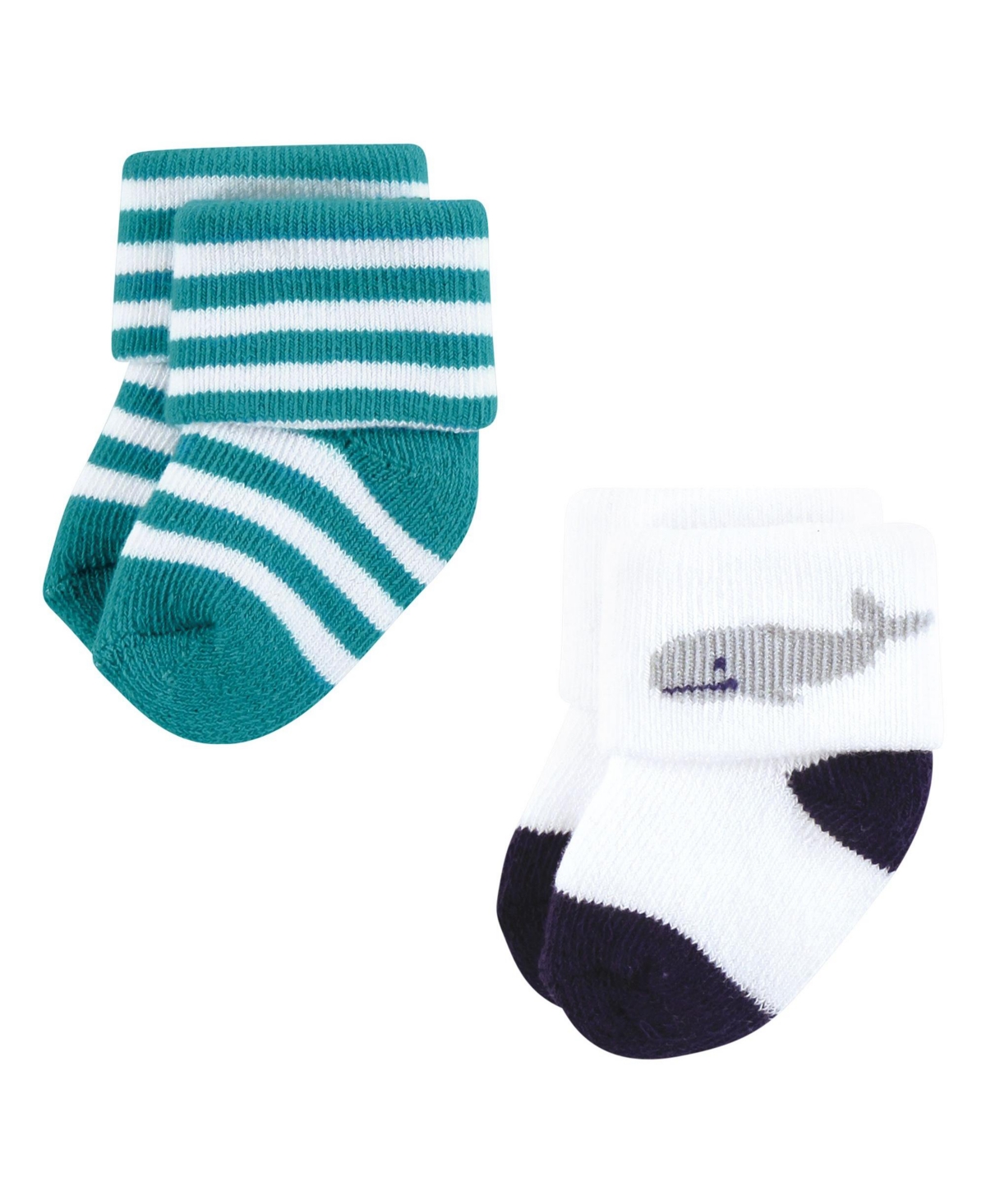 Hudson Baby Baby Boys Hudson Cotton Rich Newborn and Terry Socks, 0-6 Months - Sea characters