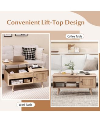 Lift Top Table with Storage and Hidden Compartment