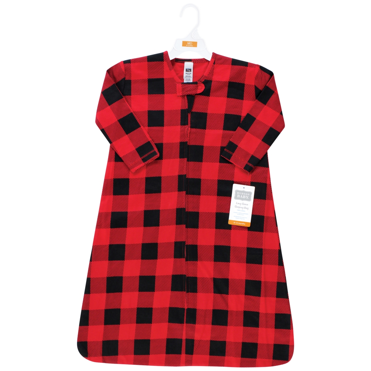 Hudson Baby Baby Boys Hudson Unisex Long Sleeve Cotton Jersey Sleeping Bag, 0-6 Months - Buffalo plaid