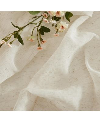 Lena Burlap Flax Linen Semi Sheer Privacy Sun Light Filtering Transparent Window Tab Top Thick Curtains Drapery Panels 2 Panels