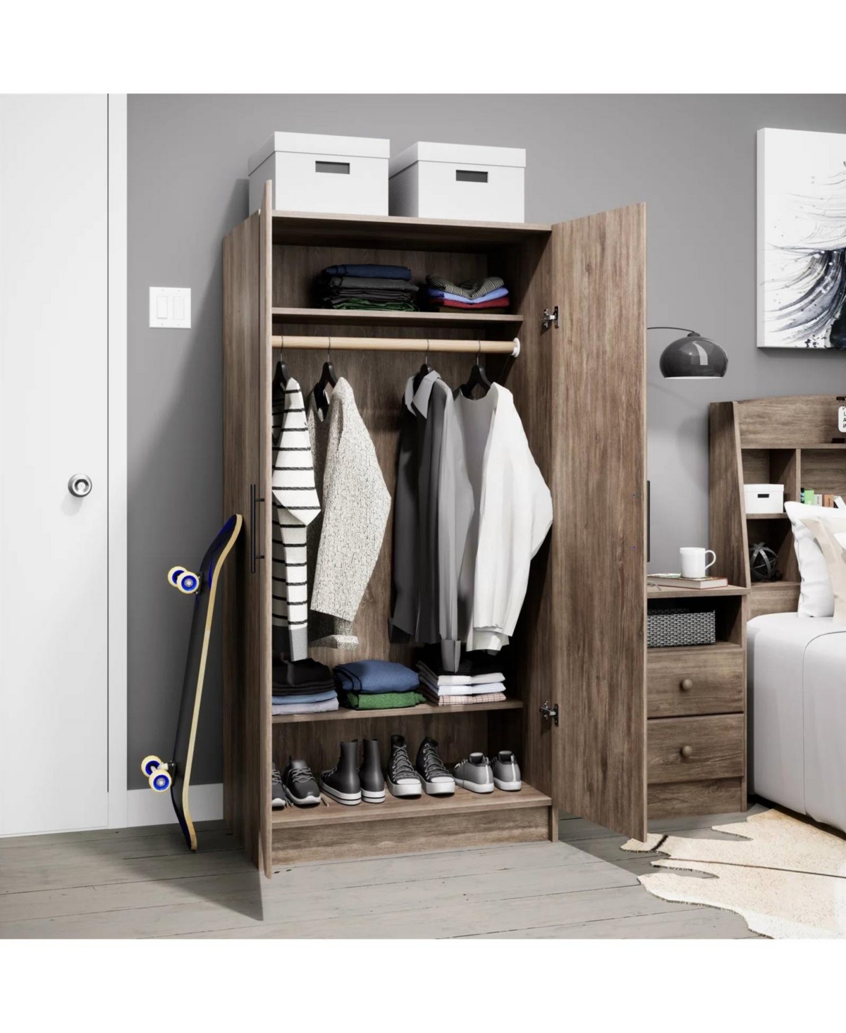 Slickblue Bedroom Armoire Wardrobe Cabinet for Stylish Storage and Organization in the Bedroom