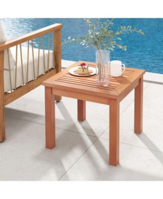 18-Inch Square Wooden Adirondack Side Table with Slatted Top for Indoor and Outdoor Use