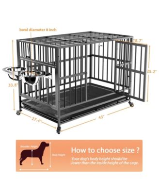 Heavy Duty Dog Crate with Stainless Steel Bowls