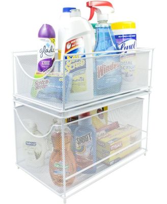 2-Tier Sliding Mesh Basket Drawers - White