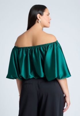 Women's Plus Size Satin Bubble Top
