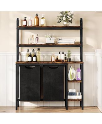 Laundry Basket,Laundry Hamper 2 Section with Side Shelves,3 Tiers Laundry Sorter with 2 Pull-Out and Removable Laundry Bags