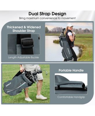 14 Dividers Golf Cart Bag w/ 7 Zippered Pocket Cooler Bag Rain Hood Valuable Bag