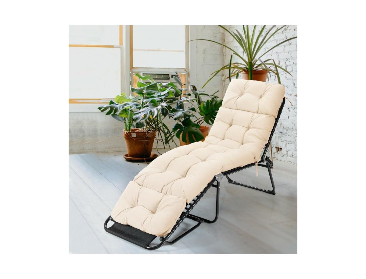 Gouun Outdoor Lounge Chaise Cushion with String Ties for Garden Poolside