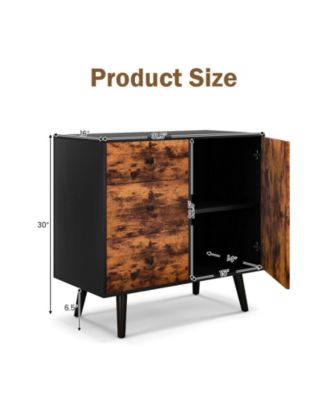 Mid-Century Wood Storage Cabinet with Door and 3 Drawers