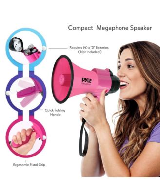 30-Watt with Siren, Adjustable Volume, Lightweight, Battery Operated, Pink Bullhorn-Portable Megaphone