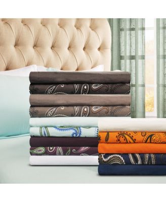 Paisley or Solid Flannel Cotton Deep Pocket Sheet Set