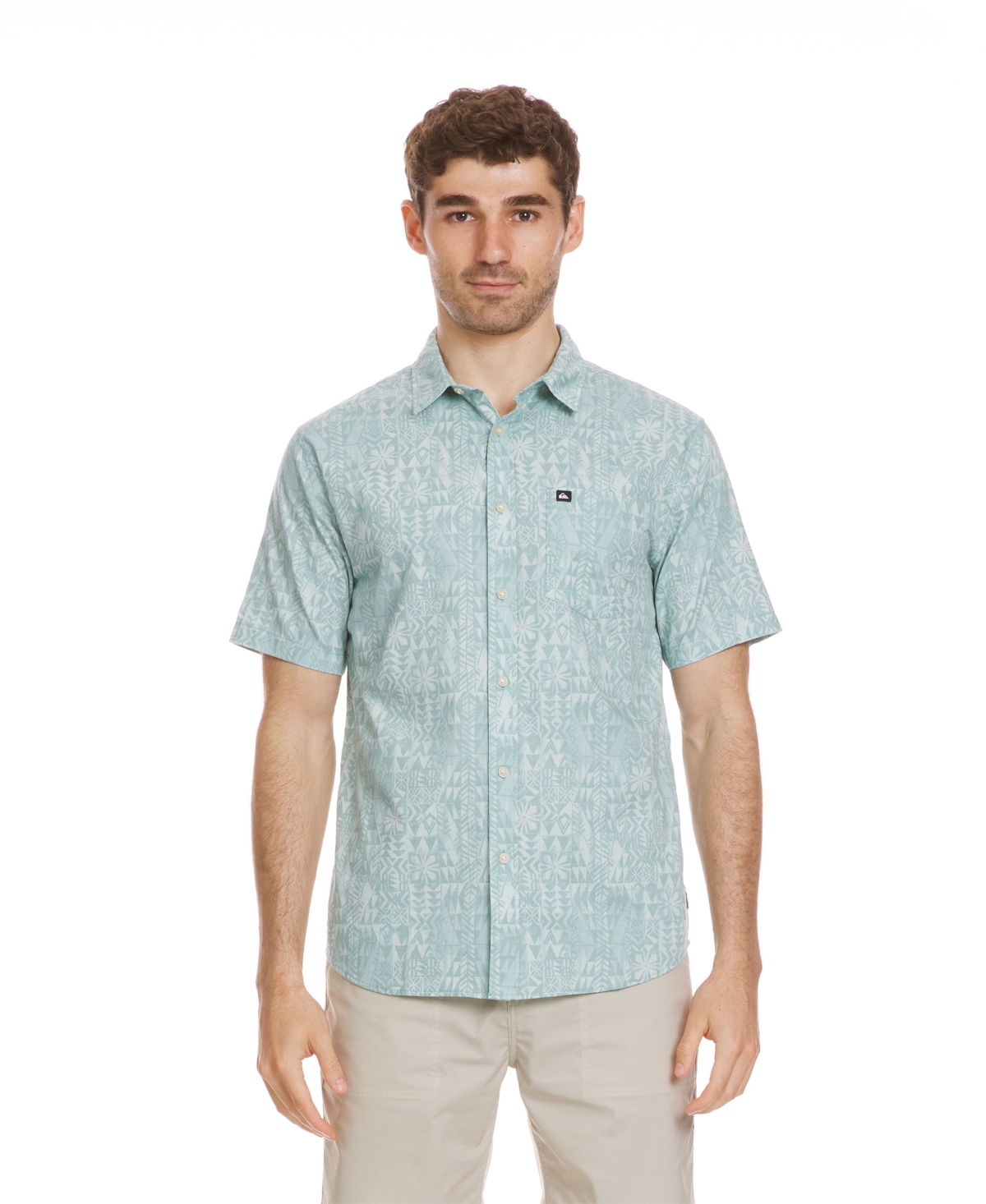 Men's Island Waters Classic Short Sleeve Woven Shirt - Silver Birch