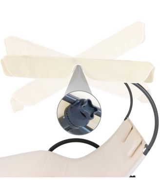 2 Person Outdoor Patio Chaise Lounger Chair Canopy Bed with Pillows