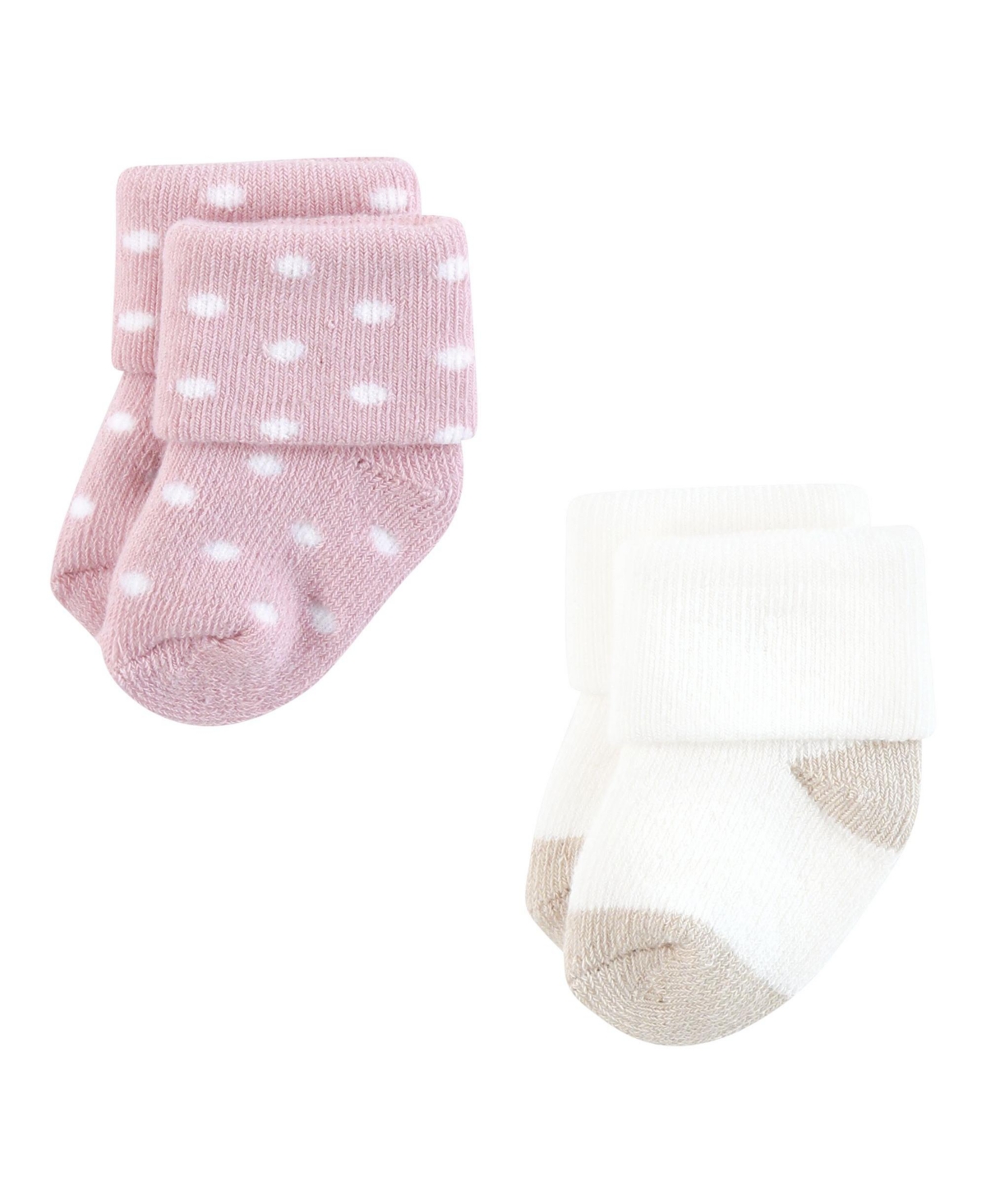 Touched by Nature Baby Girls Organic Cotton Socks, Months - Soft pink dot stripe