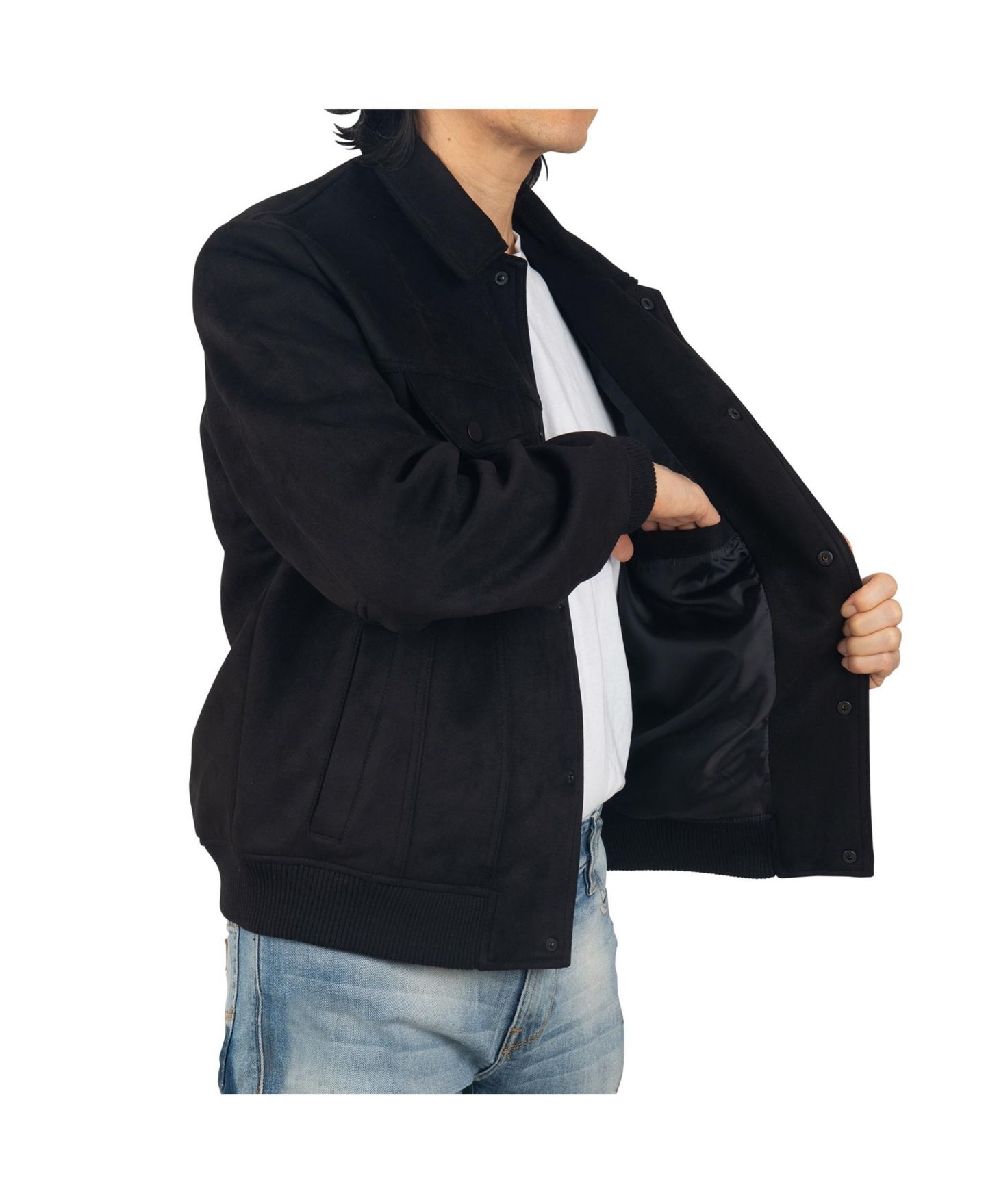 Мужская куртка Alpine Swiss Blake Suede Bomber - Lightweight Slim Fit Casual Softshell Coat with 5 Pockets, цвет: Чёрный — фото 2
