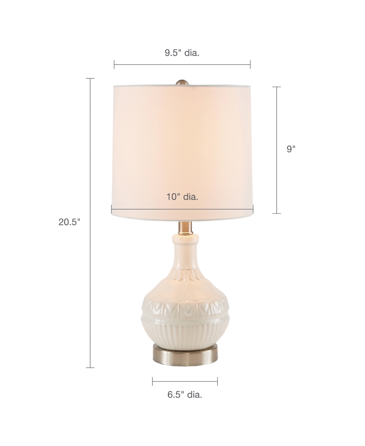 510 Design Gypsy 20.5" Embossed Boho Table Lamp In White