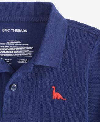 Toddler 2T-4T Boys Solid Dino Polo Shirt