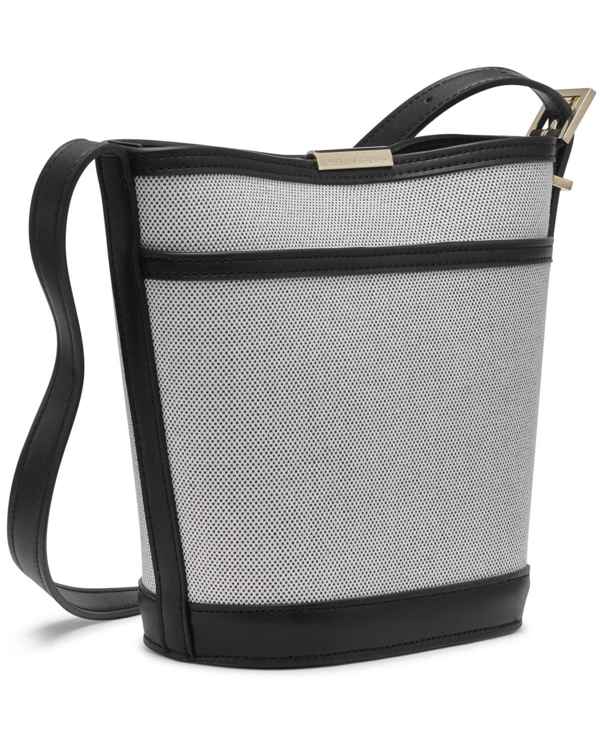 Shop Halston Jagger Medium Bucket Bag In Black,gray