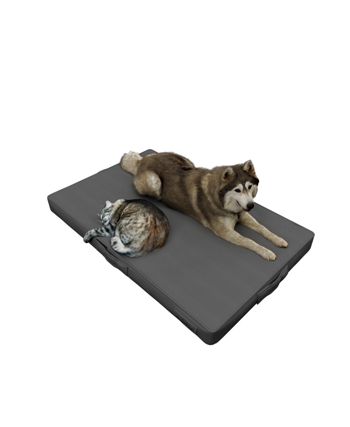 Dog Pet Pillow Bed Microfiber Leather Orthopedic 3D Superfiber Cushion Foldable Washable - Grey