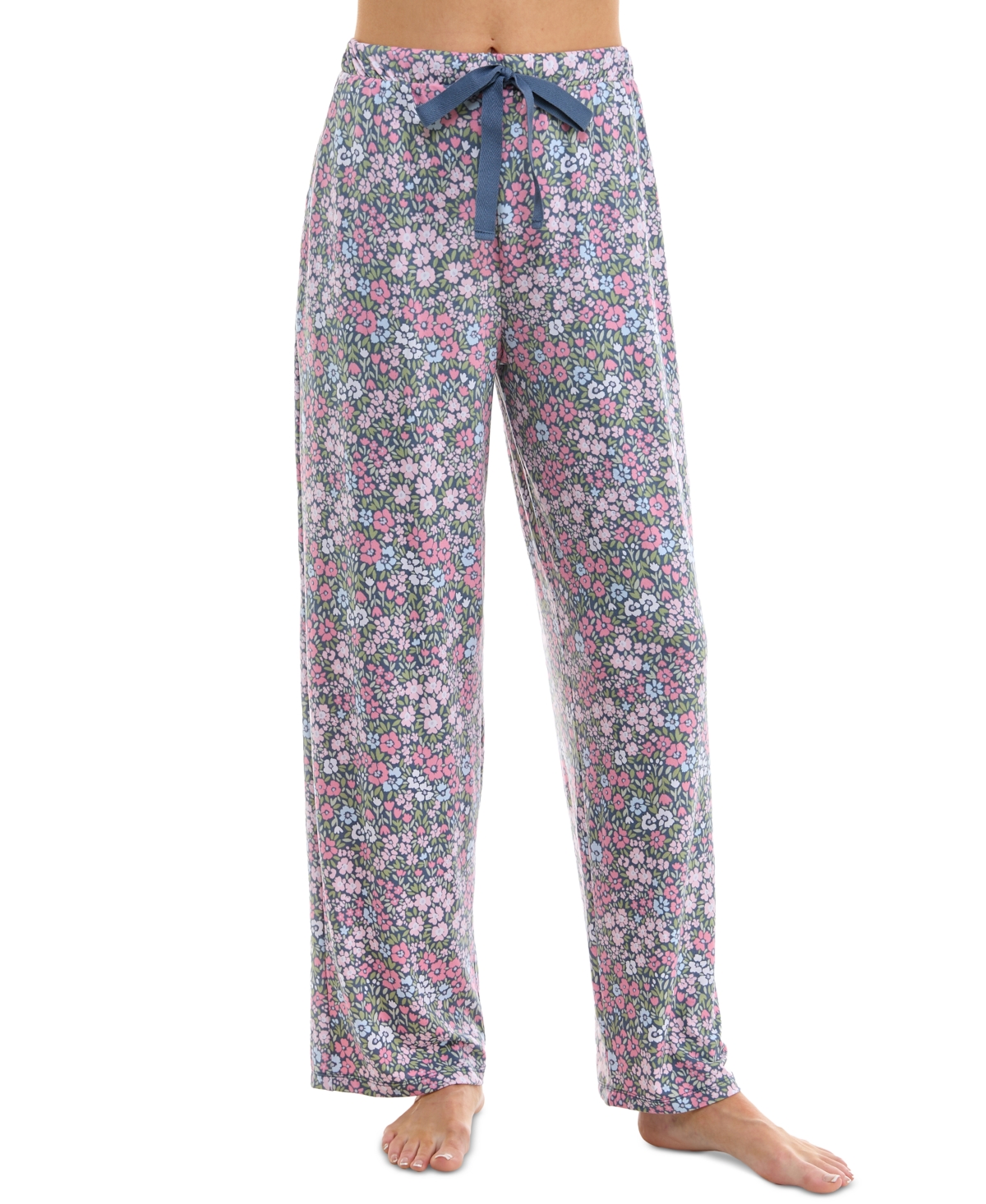 Women's Printed Drawstring Pajama Pants - Sprung Ditsy Vintage Indigo