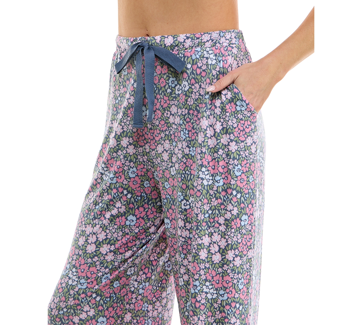Roudelain Women's Printed Drawstring Pajama Pants In Sprung Ditsy Vintage Indigo