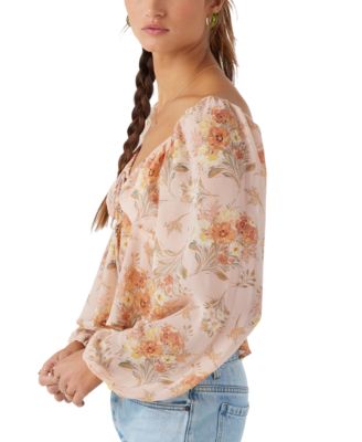 Juniors' Noa Naya Floral-Print Long-Sleeve Top